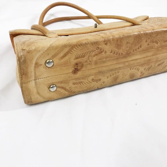 Vintage Purse Mexican Tooled Leather Western Handbag AS IS - Picture 4 of 8